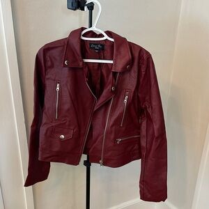 Love Tree Burgundy Leather Jacket